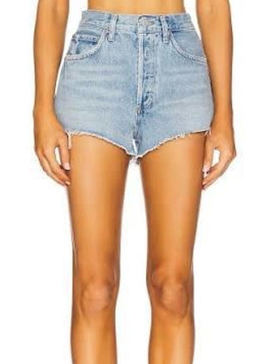 Agolde Pants - Agolde High-Waist Light Blue Denim Shorts